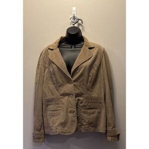 St.John bay Women's Corduroy Khaki Blazer Size Petite Large Preppy Career‎ Wear